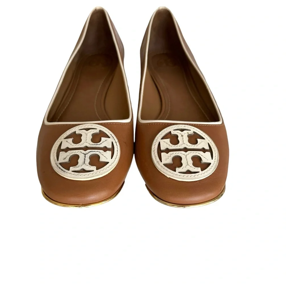 Tory Burch Chelsea Flats Leather Interlocking Double T Logo Ballet Flat Shoes